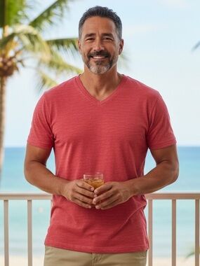 Tommy Bahama Men's Red Short-Sleeve V-Neck Tee